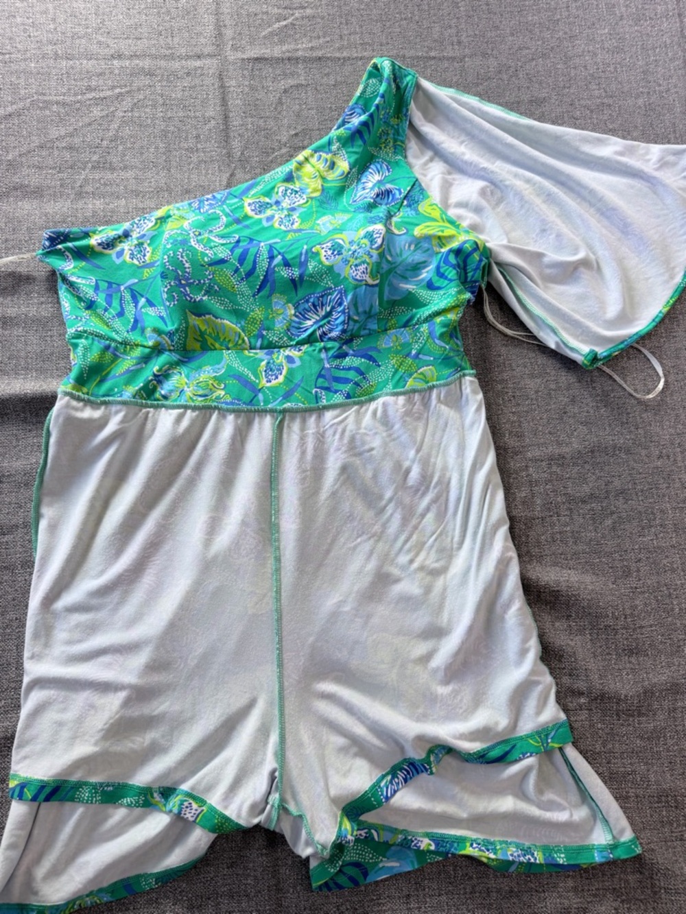Lilly Pulitzer Green One-Shoulder Tropical Print Mini Dress - Picture 13 of 16